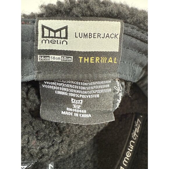 Melin Thermal Lumberjack Strapback Hat Red Black Ear Flap Warm Winter - Picture 9 of 11